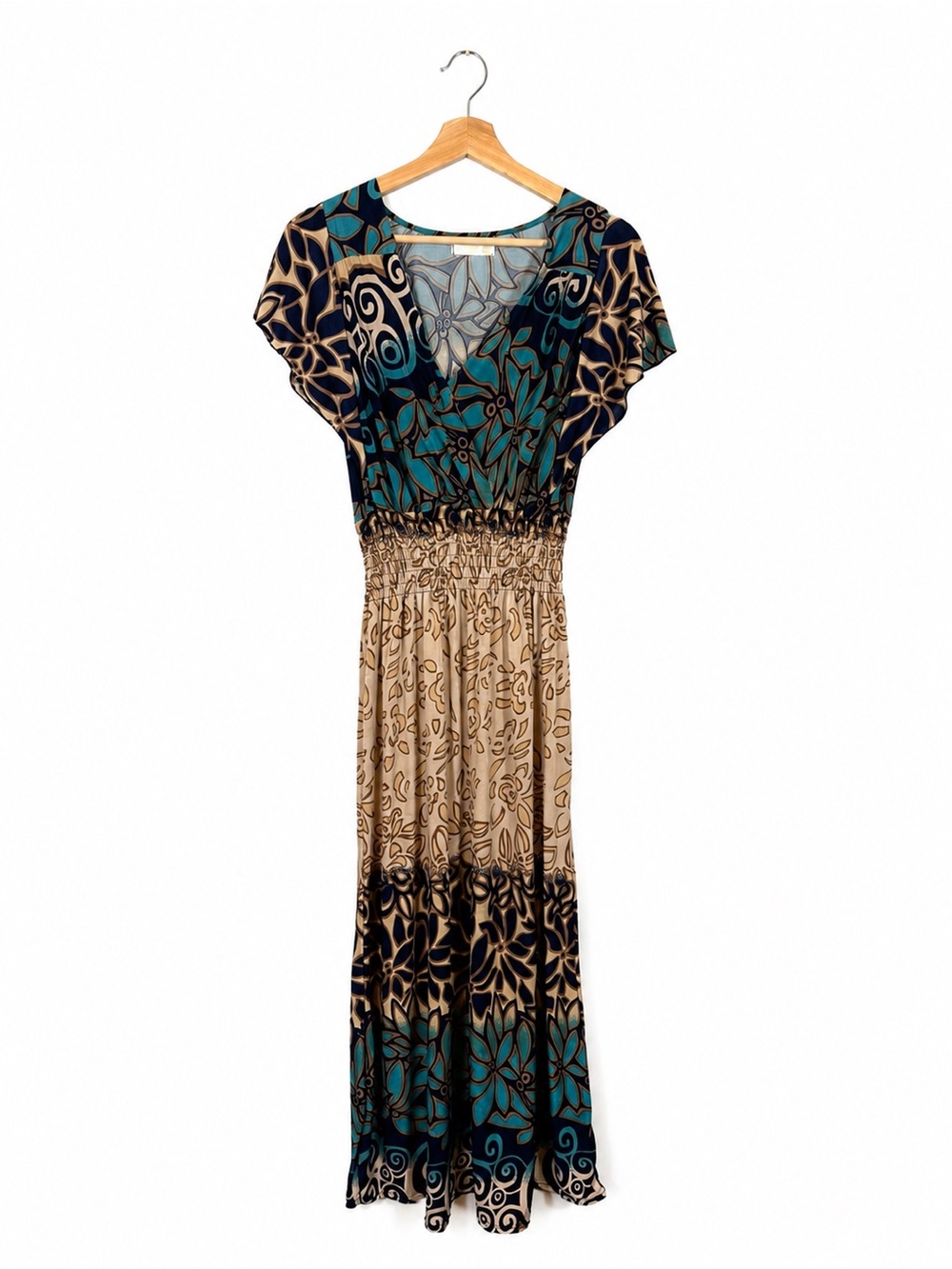 Abstract Tribal Boho Maxi Dress Plus 1X Y2K Whimsigoth Vacation Resort Wear
